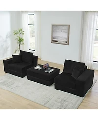 Streamdale Furniture Modular Cloud Sectional Couch, Modern L-Shaped Sofa with Ottoman, Black