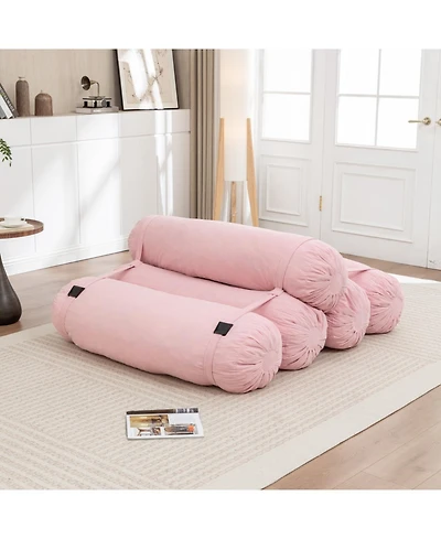 Streamdale Furniture Adjustable Corduroy Floor Sofa with Straps for Versatile Configurations