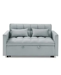 Streamdale 54.33" Foldable Sofa Bed - Modern Velvet Pull-Out Couch (Light Gray)