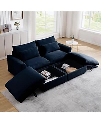 Streamdale Furniture Corduroy Two-Seater Sofa with Storage Footrest, Comfy Couch