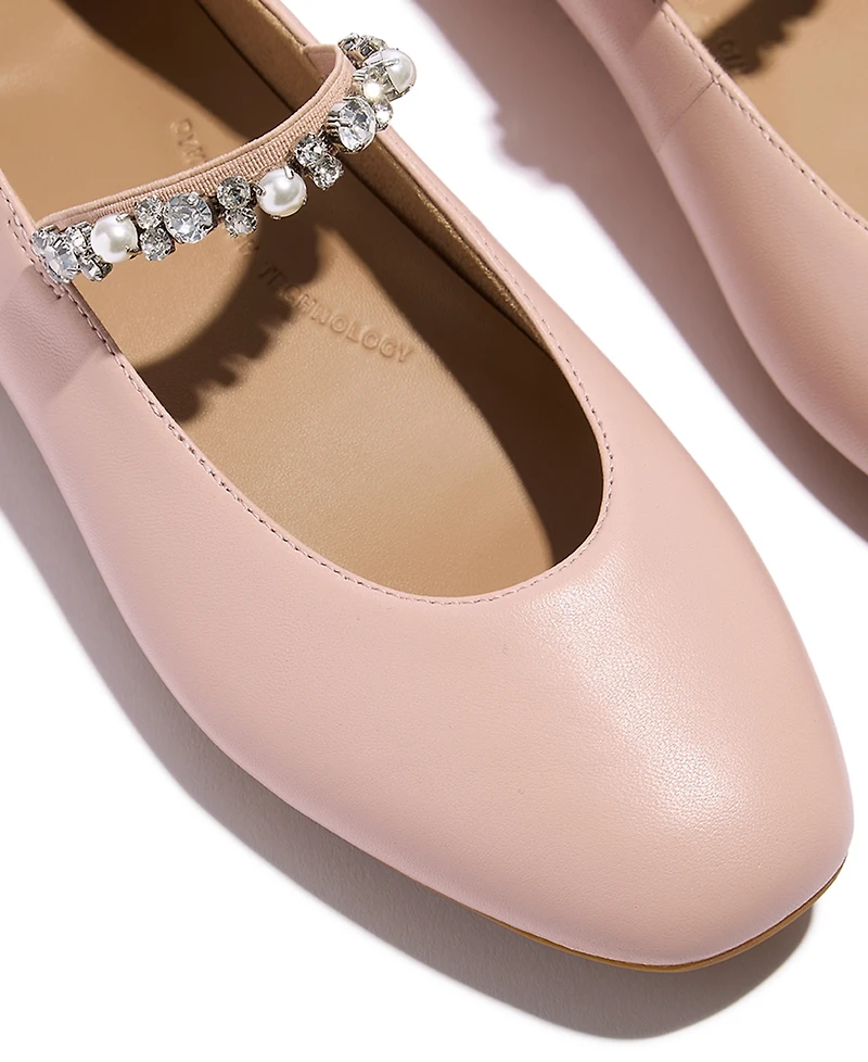 FitFlop Women's Delicato Imitation Pearls and Crystal Leather Ballet Flats