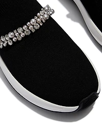 FitFlop Women's F-Mode Flow Imitation Pearls and Crystal Knit Slip-On Sneakers