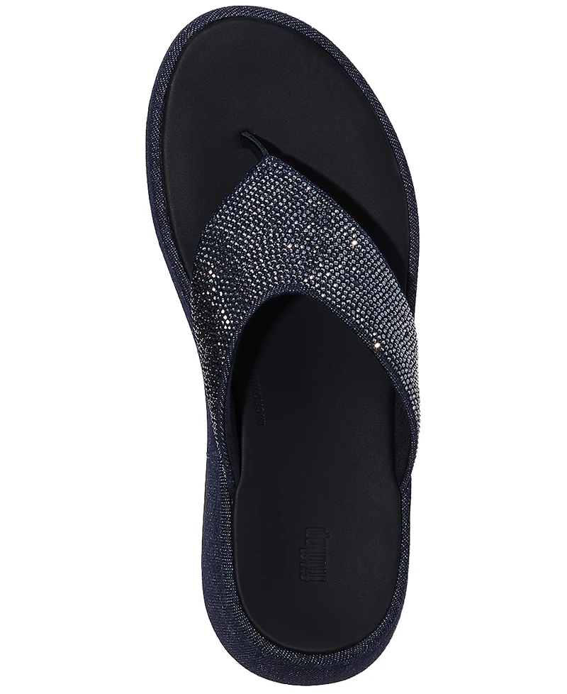 FitFlop Women's F-Mode Toe-Post Denim and Hotfix Slip-On Sandals