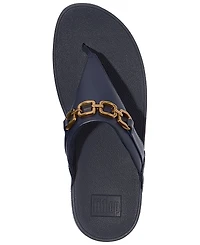 FitFlop Women's Lulu Square-Chain Leather Toe-Post Wedge Sandals