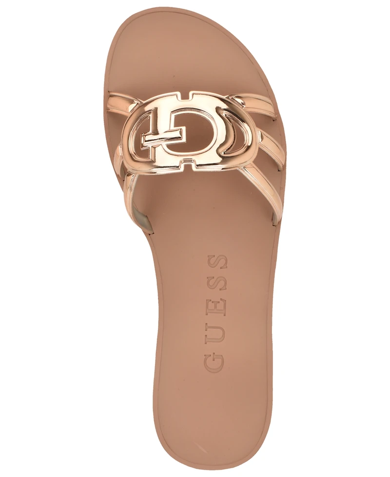 Guess Women's Elyho Logo Cutout Flat Jelly Sandals