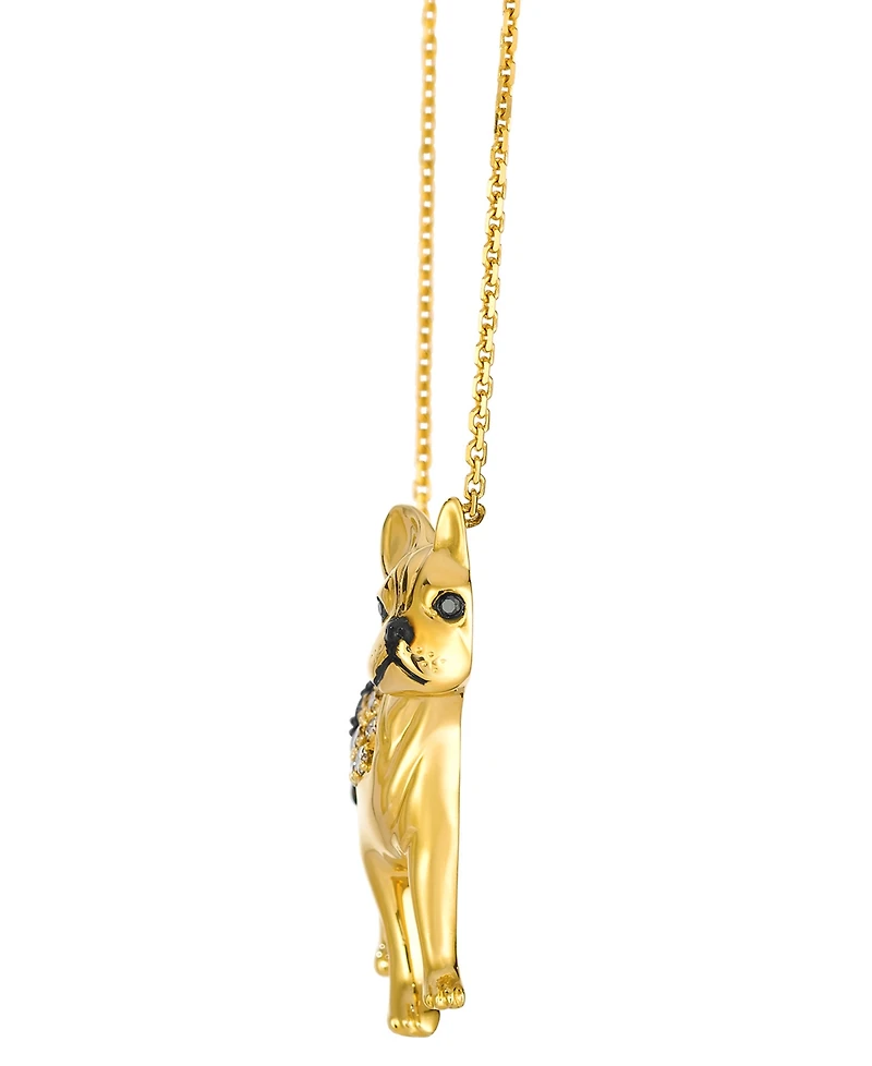 Le Vian Chocolate Ombre Diamond (0.42 ct. t.w.) & Blackberry Diamond (0.01 ct. t.w.) French Bulldog Necklace in 14k Honey Gold