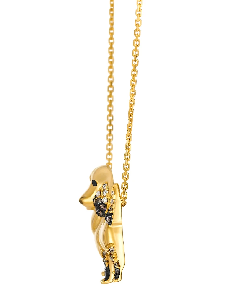 Le Vian Nude(0.14 ct. t.w.), Chocolate (0.11 ct. t.w.) & Blackberry (0.01 ct. t.w.) Diamond Dachshund Necklace in 14k Honey Gold