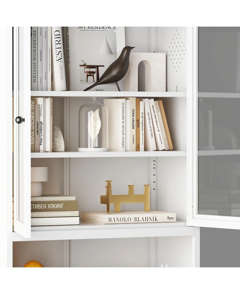 Streamdale FurnitureMetal Kitchen Pantry Cabinet - 72" Tall Storage with 5 Adjustable Shelves, White