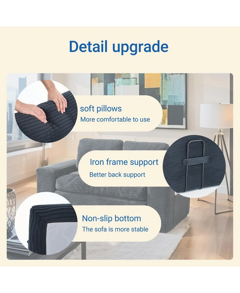 Streamdale Furniture Loveseat Sofa Bed with Memory Foam, Steel Frame, No Assembly