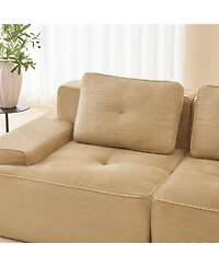 Streamdale Furniture Streamdale Camel 82" Modern L-Shaped Corduroy Sectional Sofa with Deep Seat, Tufted Design