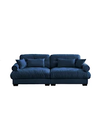 Streamdale Furniture Modern Blue Velvet Two-Seater Sofa with Pillows