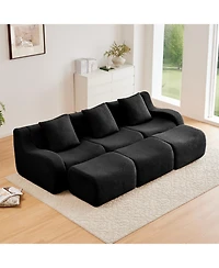 Streamdale Furniture Three-Seat Boneless Sofa, Teddy Fabric, No Assembly, Black