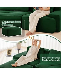 Streamdale Furniture Modern L-Shaped Corduroy Sectional Sofa with Movable Ottoman, Green