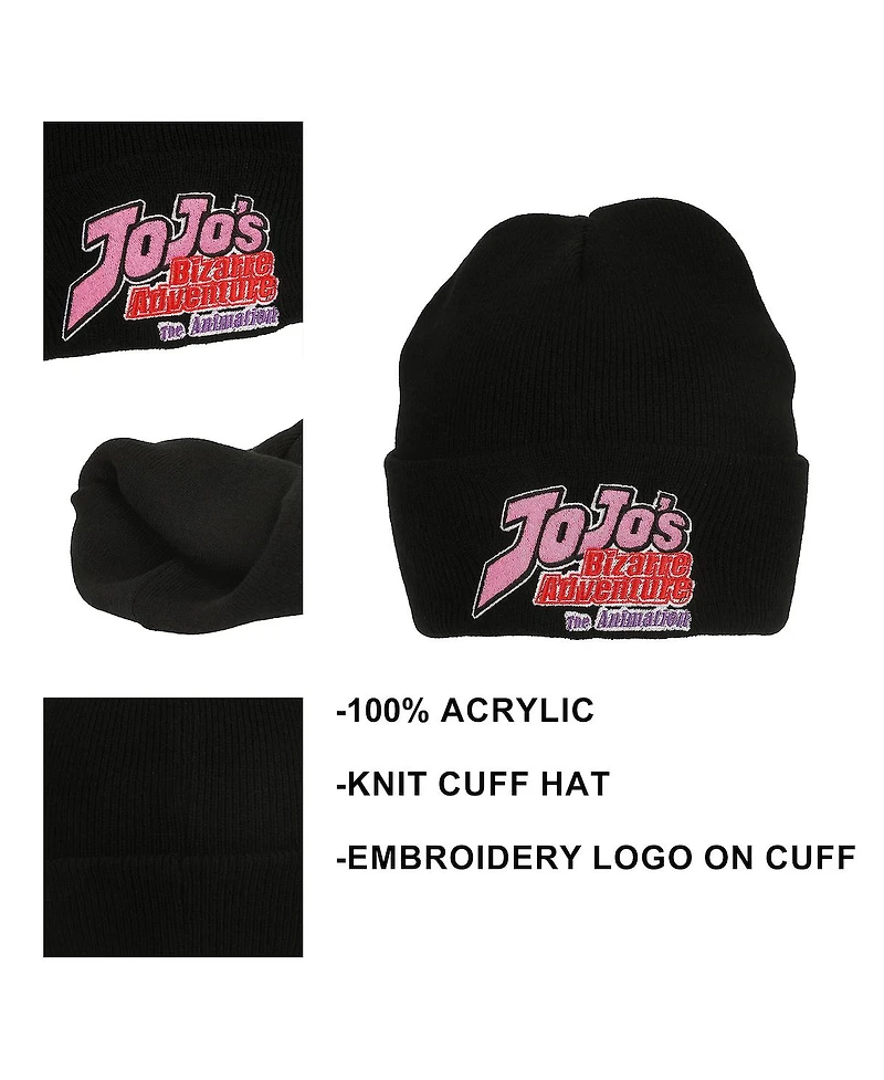 Jojo's Bizarre Adventures Men's Jojo's Bizarre Adventrue Jojos Logo Embroidery Acrylic Knit Cuff Beanie