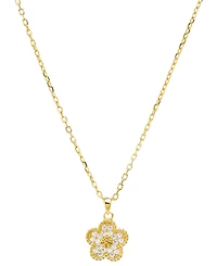 by Adina Eden Pave Flower Gold Plated Necklace Earring Combo Set