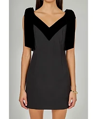 endless rose Women's Velvet Detail Mini Dress