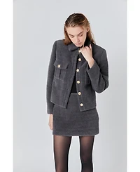 endless rose Women's Soft Brushed Buttoned Jacket