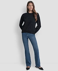 Dkny Jeans Women's Rhinestone Embellished Crewneck Sweater