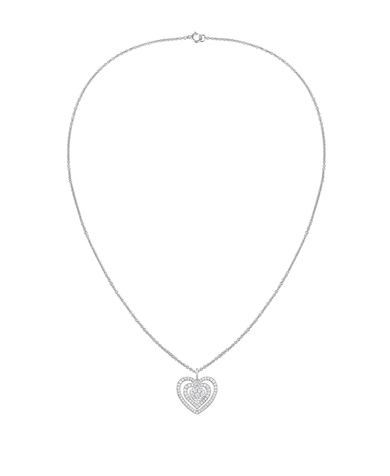 Macy's Diamond (1/2 ct. t.w.) Heart Pendant Necklace in 10k White Gold
