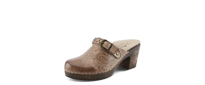 L'Artiste Calliroe Open-Back Clogs | Hand-Painted Leather Slip-On With Floral Details