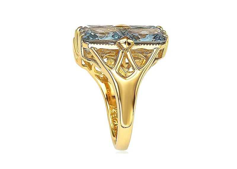 Suzy Levian New York Sterling Silver Cubic Zirconia Emerald-cut Cluster Ring