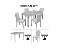 sumyeg 5-Piece Crystal Accent Wood Dining Set with Rectangular Kitchen Table and 4 Upholstered Chairs