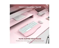 Risokeys Wireless Keyboard and Mouse Combo - Full-Sized Keyboard with Cushioned Palm Rest, Phone Holder, 2.4G Cordless Set for Computer, Laptop, Pc