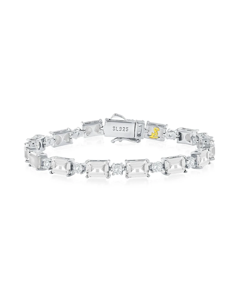 Suzy Levian Gala Collection Sterling Silver Emerald-Cut Cubic Zirconia Tennis Bracelet