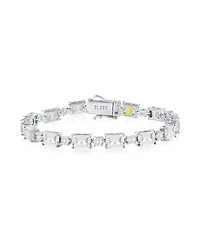 Suzy Levian Gala Collection Sterling Silver Emerald-Cut Cubic Zirconia Tennis Bracelet