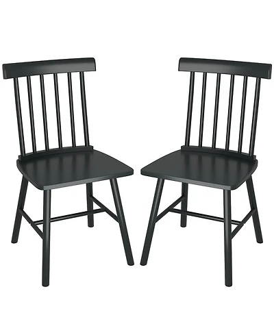 Homcom Dining Chairs Set of 2, Farmhouse Rubber Wood Kitchen Chairs