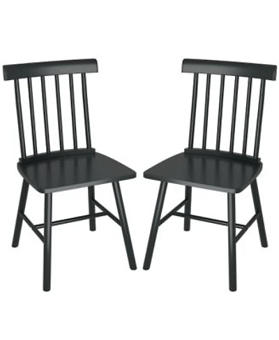 Homcom Dining Chairs Set Of 2 Farmhouse Rubber Wood Kitchen Chairs