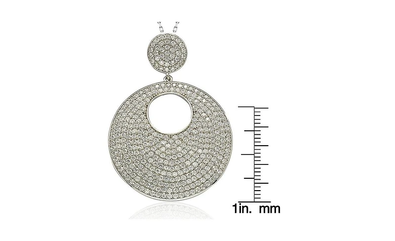 Suzy Levian New York Sterling Silver Cubic Zirconia Pave Round Medallion Pendant