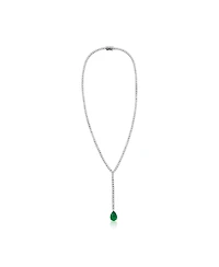 Suzy Levian Gala Collection Sterling Silver Pear-Cut Cubic Zirconia Drop Lariat Tennis Necklace