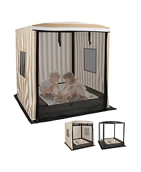 Hongge Wooden Sandbox with Adjustable Canopy and Storage Bench for Kids Ages 3