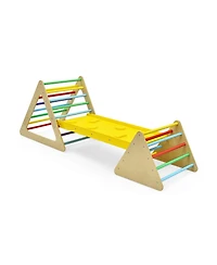 Skonyon 3 in 1 Wooden Set of 2 Triangle Climber with Ramp for Slid
