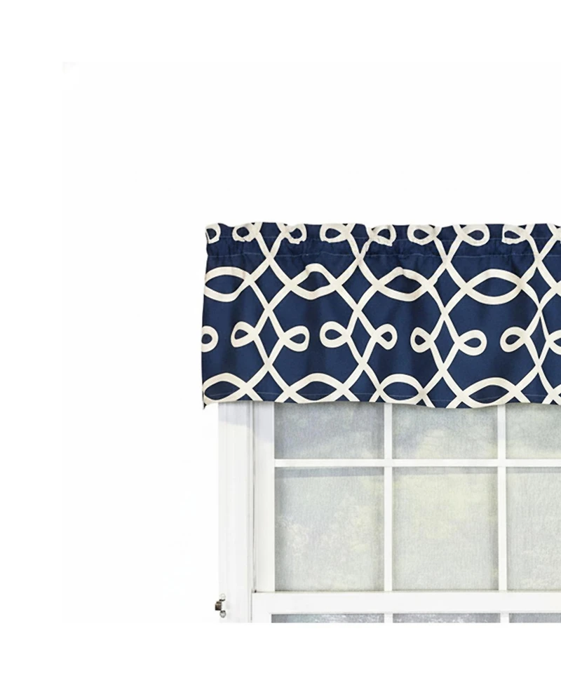 Rlf Home 100% Cotton High Quality Oblique Tailored Window Valance with 1.5" Rod Pocket 50" W X 12" L Navy