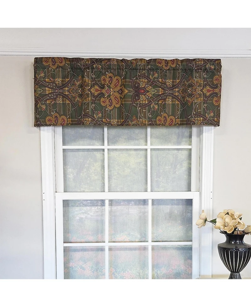 Rlf Home 100% Cotton High Quality Espadas Tailored Window Valance with 1.5" Rod Pocket 50" W X 12" L Hunter