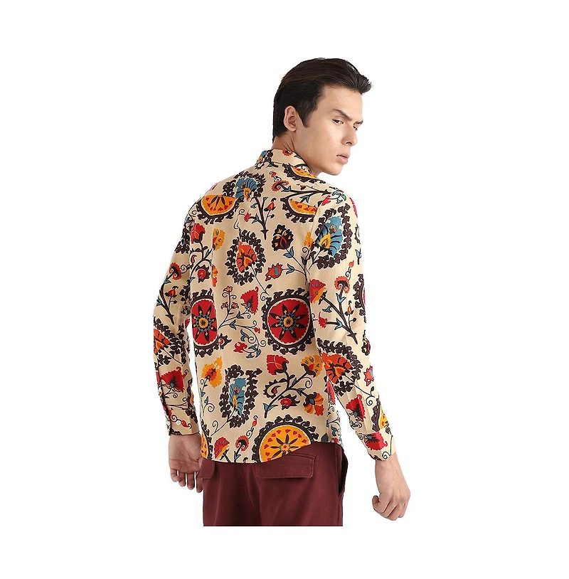 Campus Sutra Men's Multicolour Ethnic Floral Shirt