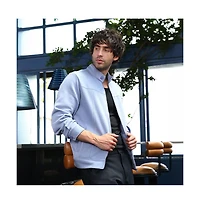 Campus Sutra Men's Flint Grey Panel-Stitch Knit Jacket