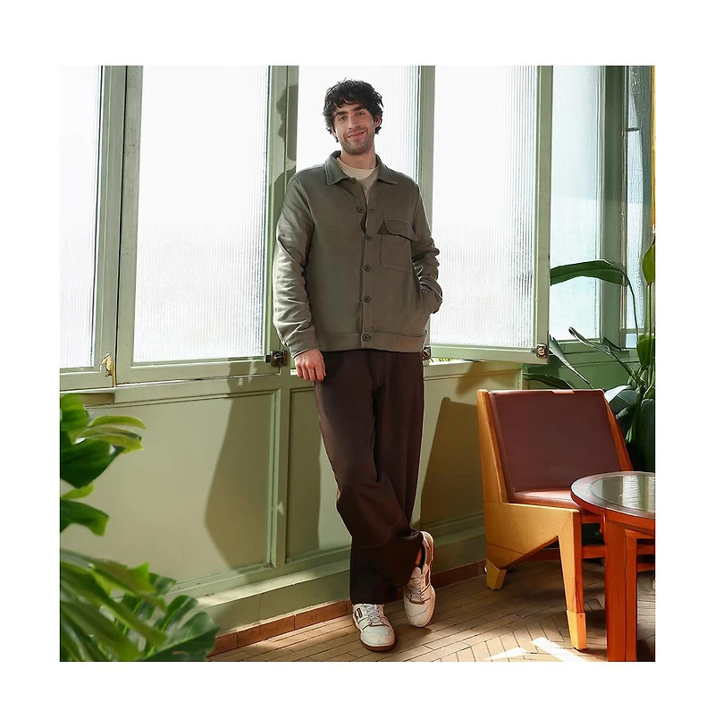 Campus Sutra Men's Dark Olive Utility-Knit Jacket