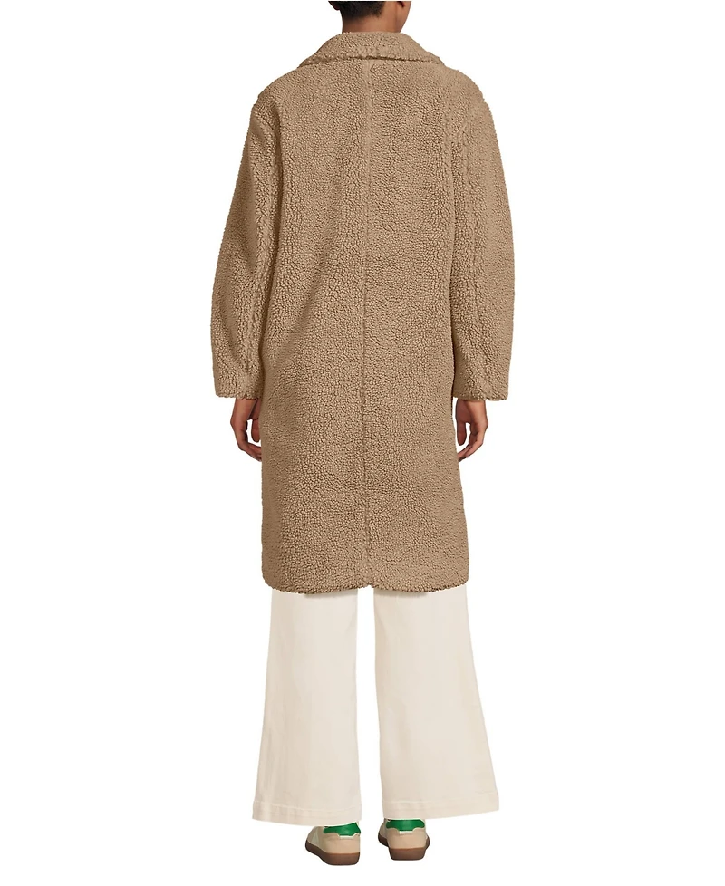 Lands' End Women's Double Breasted High Pile Fleece Coat