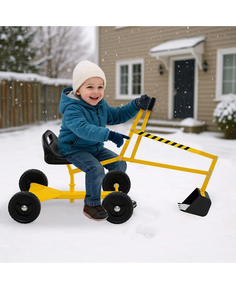 Hongge Sandbox Sand Digger Toy with Dual Handles and Flexible Shovel for Kids