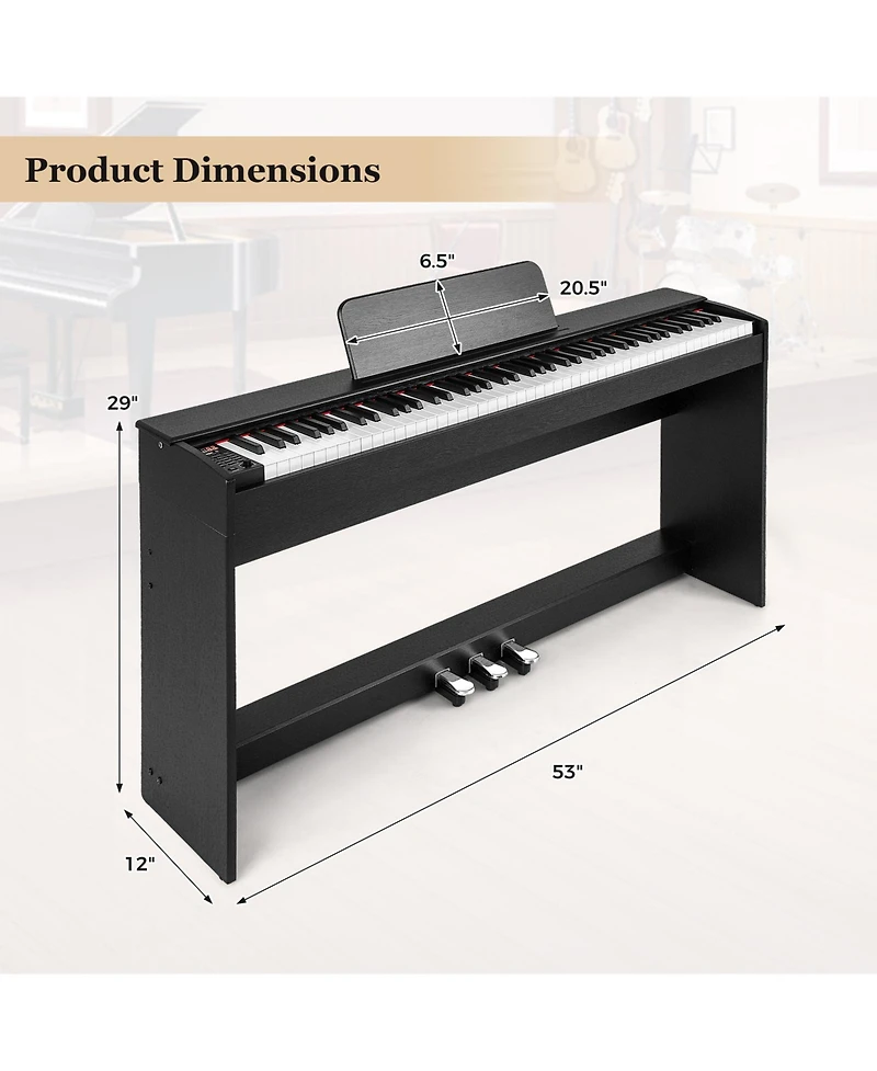 Hongge 88-Key Hammer Action Weighted Digital Piano with Furniture Stand