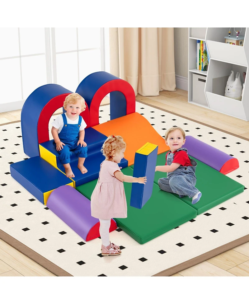Hongge 8 Piece Soft Foam Climbing Play Set For Toddlers With Pu Leather Cover