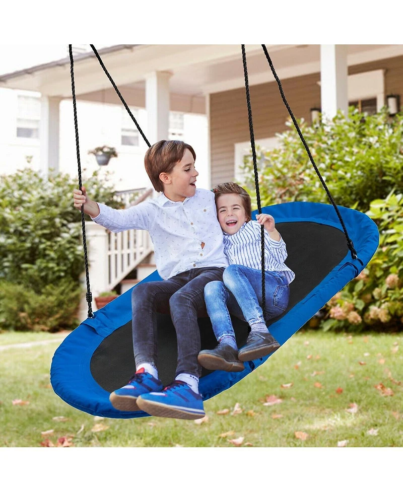 Skonyon 60 Inch Saucer Surf Outdoor Adjustable Swing Set-Blue+Black