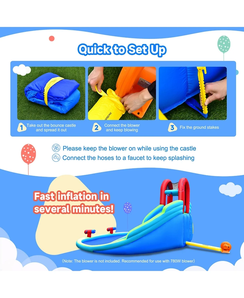 Skonyon Inflatable Waterslide Bounce House with Upgraded Handrail without Blower