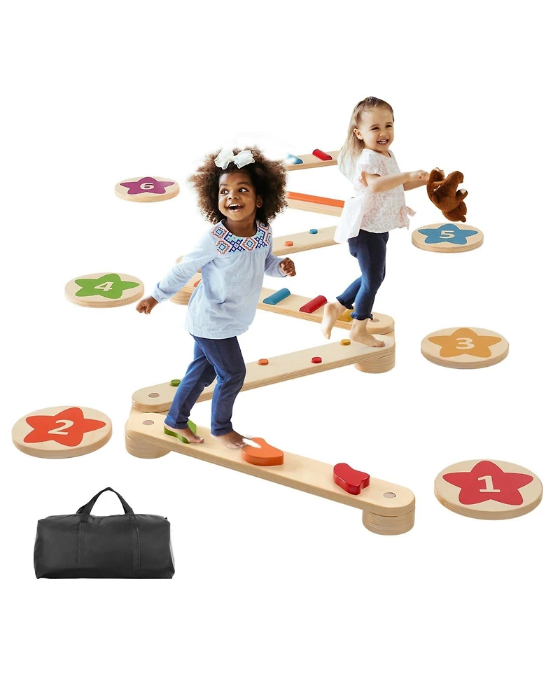 Mecale Kids Balance Beam Stepping Stones Gym Obstacle Children Balance Board 6PCS