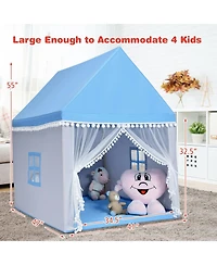Skonyon Kids Play Tent Large Playhouse Children Play Castle Fairy Tent Gift with Mat-Blue