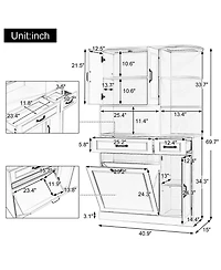 sumyeg Tall Freestanding Storage Cabinet with Drawers Doors and Adjustable Shelves in White