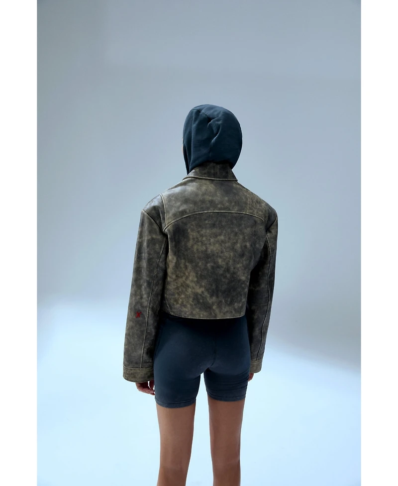 Pcfg Women's Cotton Acid Wash Biker Leggings